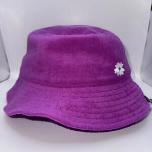 Little Girls OS Purple Flower Terry Beach Pool Bucket Sun Hat NWT
